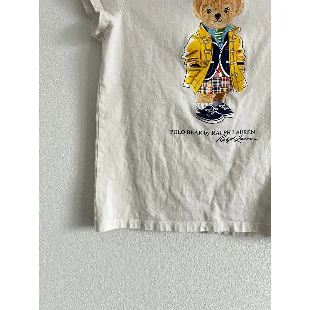 Polo Ralph Lauren Children 100% Cotton Embroidered Polo Bear Graphic T-Shirt M